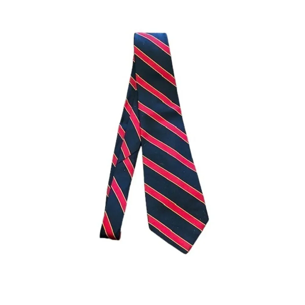 Lanvin Paris 100% Silk Men's Tie‎ Red, Navy, Gold